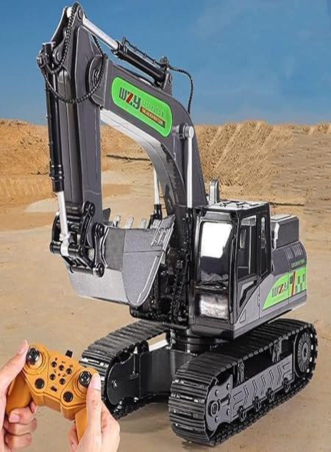 JETRA RC JCB Excavator Dumper Toy, 12 Channel RC Construction Vehicles 680 ° Rotary Working Tower Haulers Digger Toys Engineering Vehicle Model Gift for 6 7 8 9 10 Years Old Kids Boys - Image 1